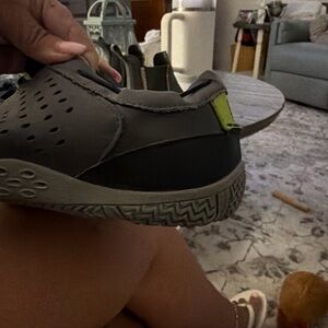 Sperry Gray Perforated Slip-On Loafer with Lime Pull Tab